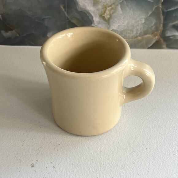 Wallace and Tepco China Coffee Mugs Set of 2 Tan 3.5" Tall Heavy Restaurant Ware - Picture 7 of 15